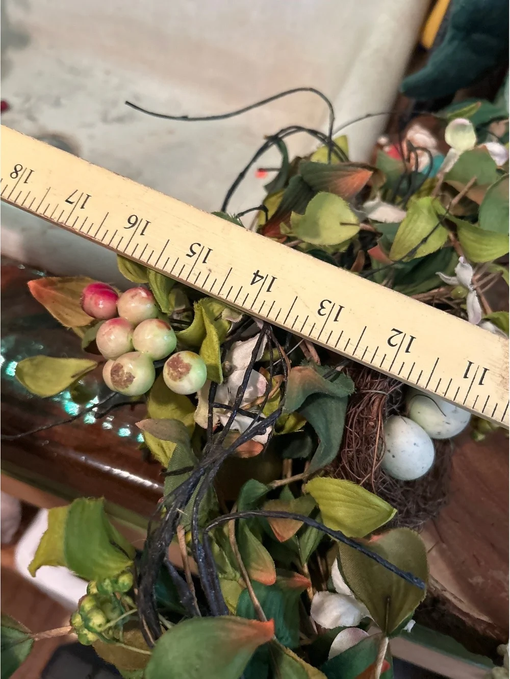Decorative Spring Wreath with Faux Bird Nests and Eggs